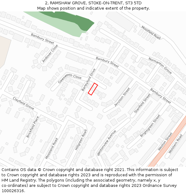 2, RAMSHAW GROVE, STOKE-ON-TRENT, ST3 5TD: Location map and indicative extent of plot