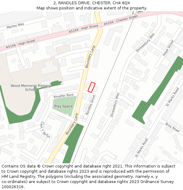 2, RANDLES DRIVE, CHESTER, CH4 8QX: Location map and indicative extent of plot