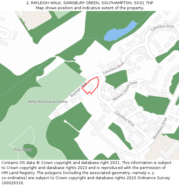 2, RAYLEIGH WALK, SARISBURY GREEN, SOUTHAMPTON, SO31 7NP: Location map and indicative extent of plot
