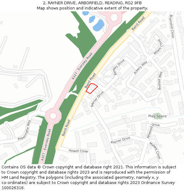 2, RAYNER DRIVE, ARBORFIELD, READING, RG2 9FB: Location map and indicative extent of plot