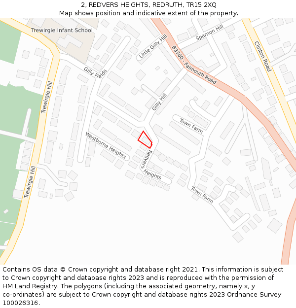 2, REDVERS HEIGHTS, REDRUTH, TR15 2XQ: Location map and indicative extent of plot