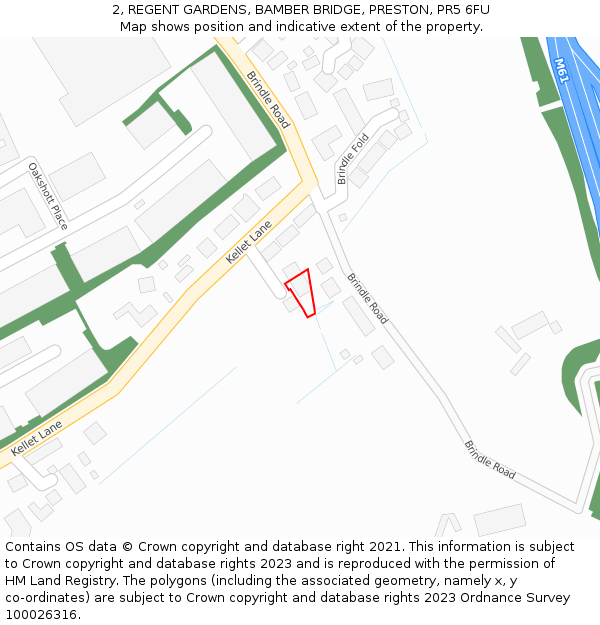 2, REGENT GARDENS, BAMBER BRIDGE, PRESTON, PR5 6FU: Location map and indicative extent of plot