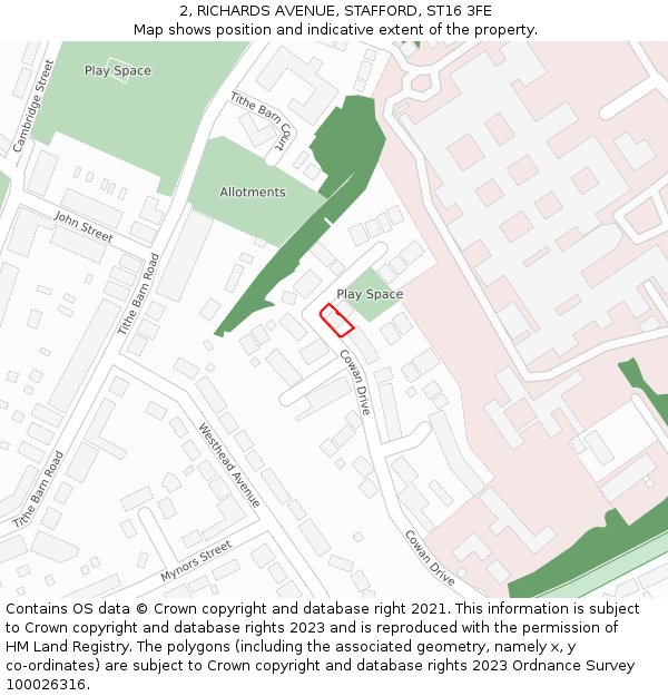 2, RICHARDS AVENUE, STAFFORD, ST16 3FE: Location map and indicative extent of plot