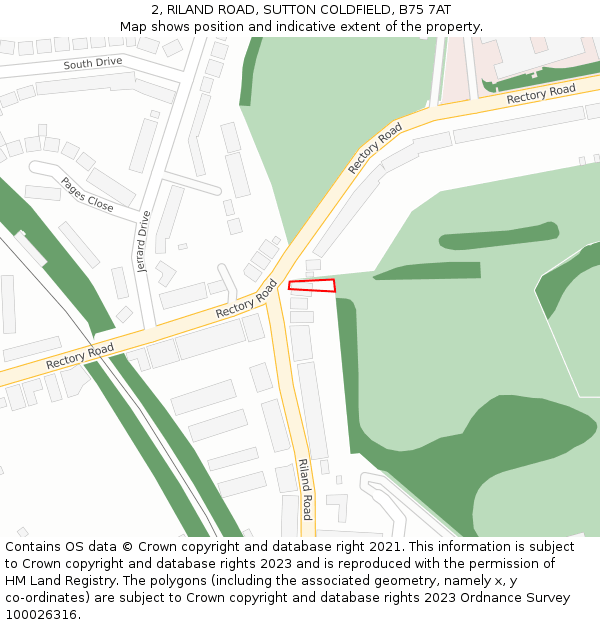 2, RILAND ROAD, SUTTON COLDFIELD, B75 7AT: Location map and indicative extent of plot