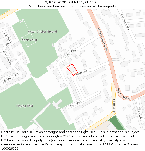 2, RINGWOOD, PRENTON, CH43 2LZ: Location map and indicative extent of plot