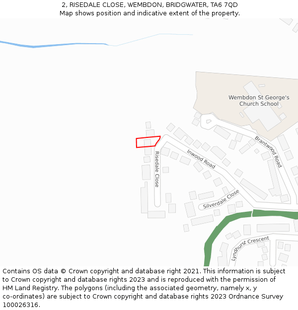 2, RISEDALE CLOSE, WEMBDON, BRIDGWATER, TA6 7QD: Location map and indicative extent of plot