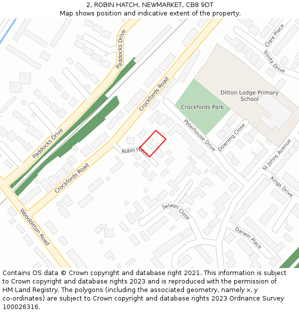 2, ROBIN HATCH, NEWMARKET, CB8 9DT: Location map and indicative extent of plot