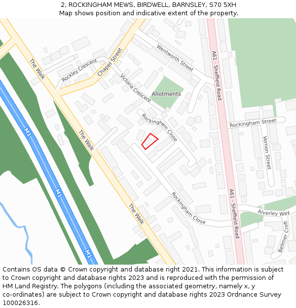 2, ROCKINGHAM MEWS, BIRDWELL, BARNSLEY, S70 5XH: Location map and indicative extent of plot