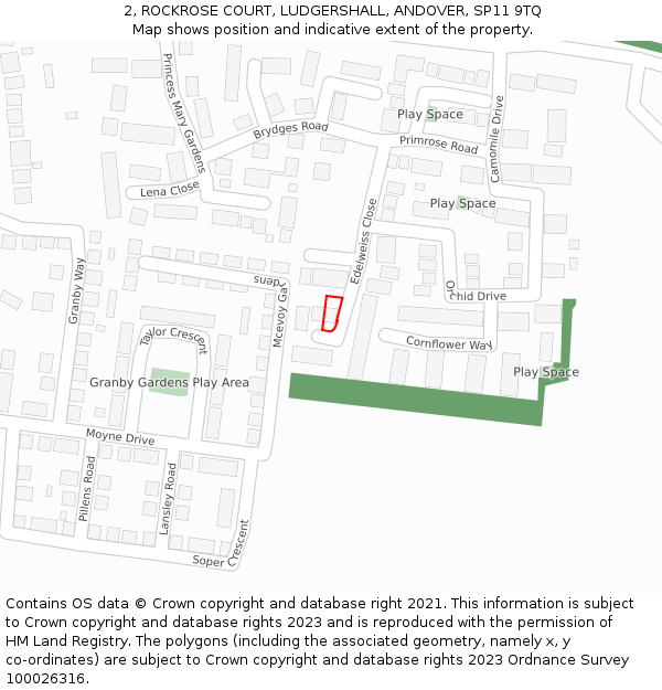 2, ROCKROSE COURT, LUDGERSHALL, ANDOVER, SP11 9TQ: Location map and indicative extent of plot