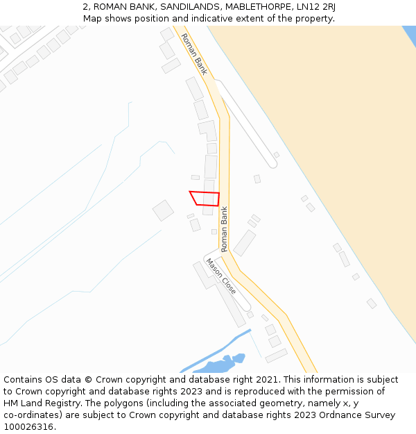2, ROMAN BANK, SANDILANDS, MABLETHORPE, LN12 2RJ: Location map and indicative extent of plot