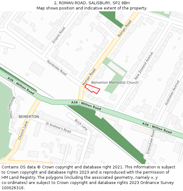 2, ROMAN ROAD, SALISBURY, SP2 9BH: Location map and indicative extent of plot