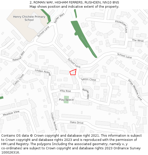 2, ROMAN WAY, HIGHAM FERRERS, RUSHDEN, NN10 8NS: Location map and indicative extent of plot