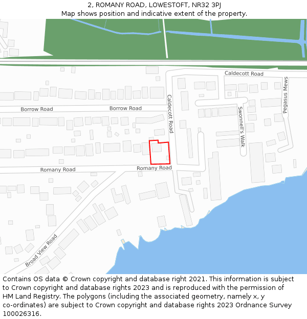 2, ROMANY ROAD, LOWESTOFT, NR32 3PJ: Location map and indicative extent of plot