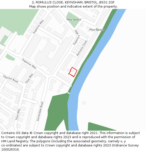 2, ROMULUS CLOSE, KEYNSHAM, BRISTOL, BS31 2GF: Location map and indicative extent of plot