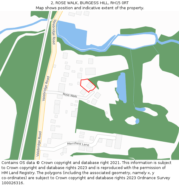 2, ROSE WALK, BURGESS HILL, RH15 0RT: Location map and indicative extent of plot