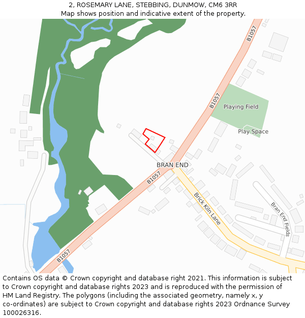 2, ROSEMARY LANE, STEBBING, DUNMOW, CM6 3RR: Location map and indicative extent of plot