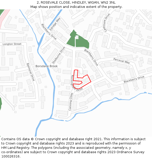 2, ROSEVALE CLOSE, HINDLEY, WIGAN, WN2 3NL: Location map and indicative extent of plot