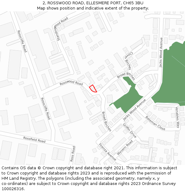 2, ROSSWOOD ROAD, ELLESMERE PORT, CH65 3BU: Location map and indicative extent of plot