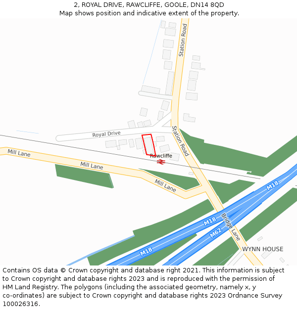 2, ROYAL DRIVE, RAWCLIFFE, GOOLE, DN14 8QD: Location map and indicative extent of plot