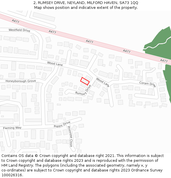 2, RUMSEY DRIVE, NEYLAND, MILFORD HAVEN, SA73 1QQ: Location map and indicative extent of plot