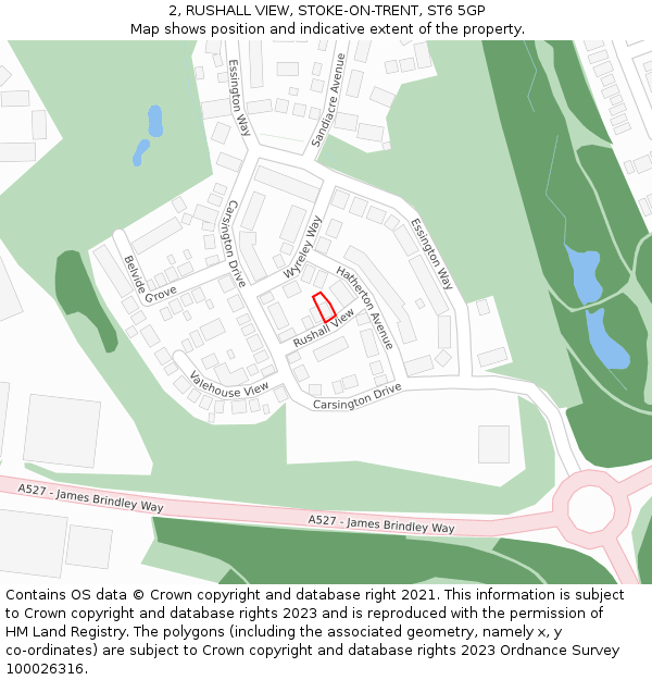 2, RUSHALL VIEW, STOKE-ON-TRENT, ST6 5GP: Location map and indicative extent of plot