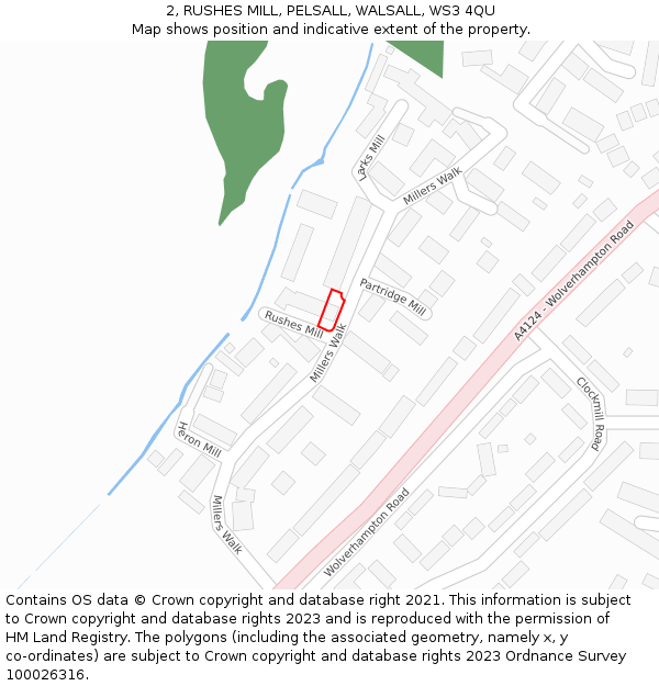 2, RUSHES MILL, PELSALL, WALSALL, WS3 4QU: Location map and indicative extent of plot