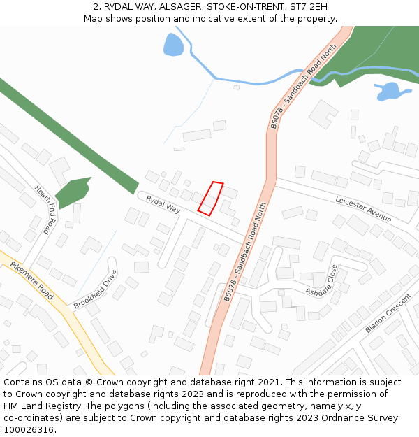 2, RYDAL WAY, ALSAGER, STOKE-ON-TRENT, ST7 2EH: Location map and indicative extent of plot