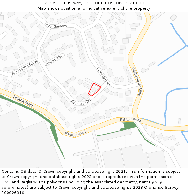 2, SADDLERS WAY, FISHTOFT, BOSTON, PE21 0BB: Location map and indicative extent of plot