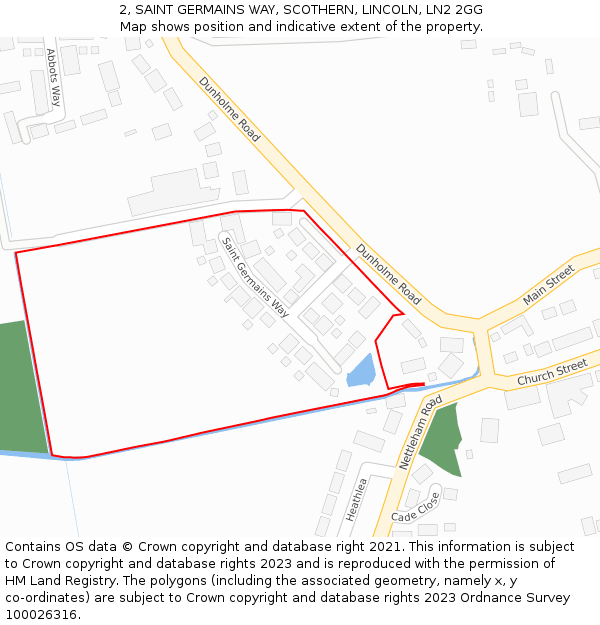 2, SAINT GERMAINS WAY, SCOTHERN, LINCOLN, LN2 2GG: Location map and indicative extent of plot