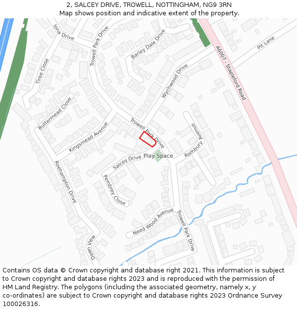 2, SALCEY DRIVE, TROWELL, NOTTINGHAM, NG9 3RN: Location map and indicative extent of plot