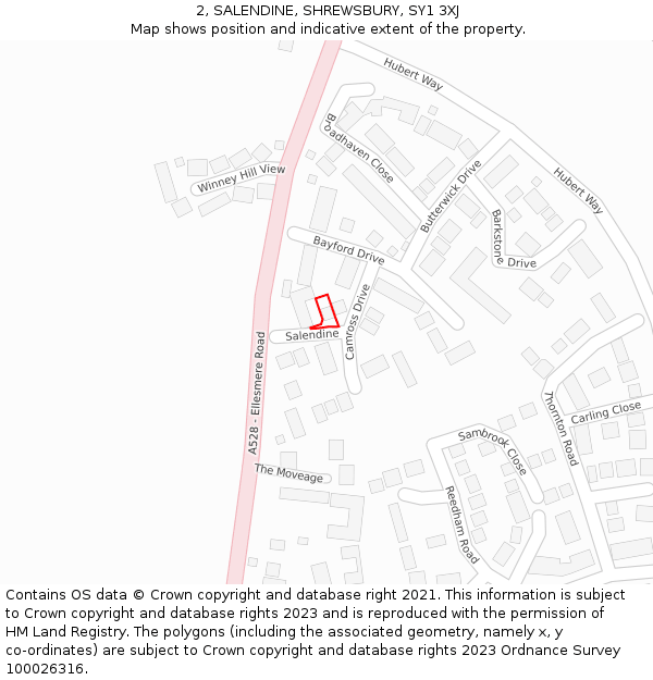 2, SALENDINE, SHREWSBURY, SY1 3XJ: Location map and indicative extent of plot