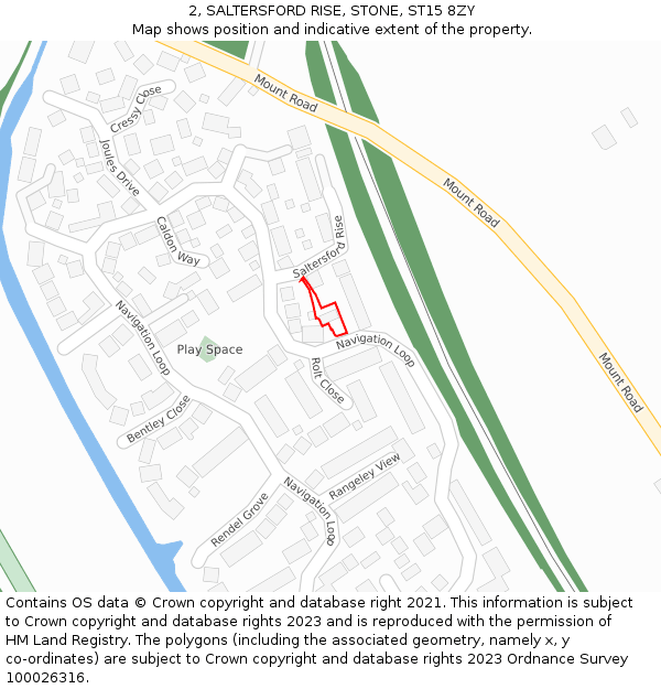 2, SALTERSFORD RISE, STONE, ST15 8ZY: Location map and indicative extent of plot