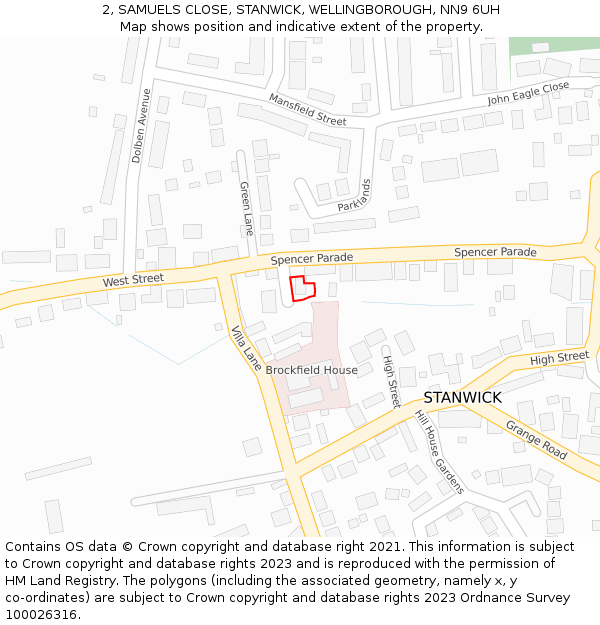 2, SAMUELS CLOSE, STANWICK, WELLINGBOROUGH, NN9 6UH: Location map and indicative extent of plot