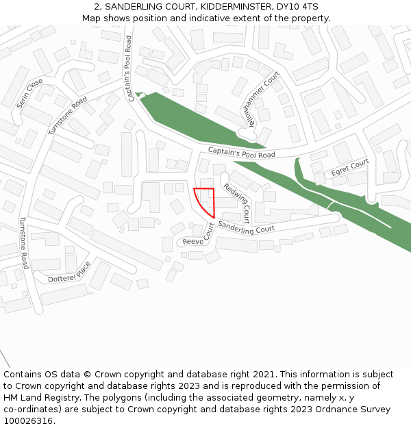 2, SANDERLING COURT, KIDDERMINSTER, DY10 4TS: Location map and indicative extent of plot