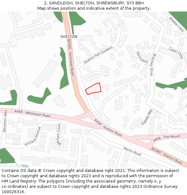 2, SANDLEIGH, SHELTON, SHREWSBURY, SY3 8BH: Location map and indicative extent of plot