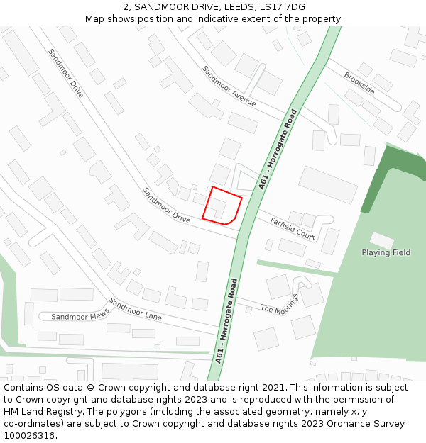 2, SANDMOOR DRIVE, LEEDS, LS17 7DG: Location map and indicative extent of plot