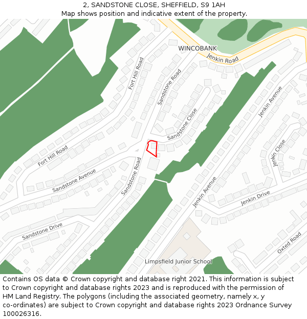 2, SANDSTONE CLOSE, SHEFFIELD, S9 1AH: Location map and indicative extent of plot