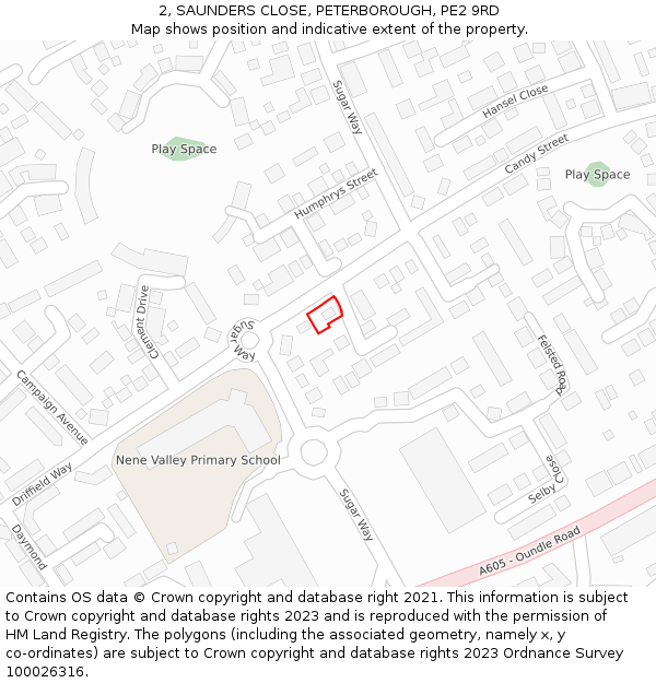 2, SAUNDERS CLOSE, PETERBOROUGH, PE2 9RD: Location map and indicative extent of plot