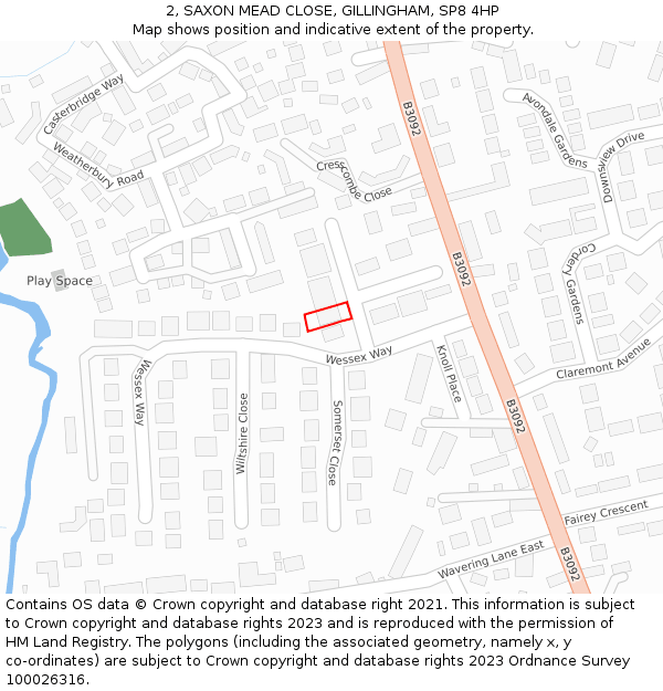 2, SAXON MEAD CLOSE, GILLINGHAM, SP8 4HP: Location map and indicative extent of plot