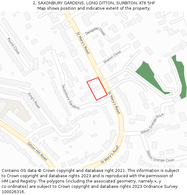 2, SAXONBURY GARDENS, LONG DITTON, SURBITON, KT6 5HF: Location map and indicative extent of plot