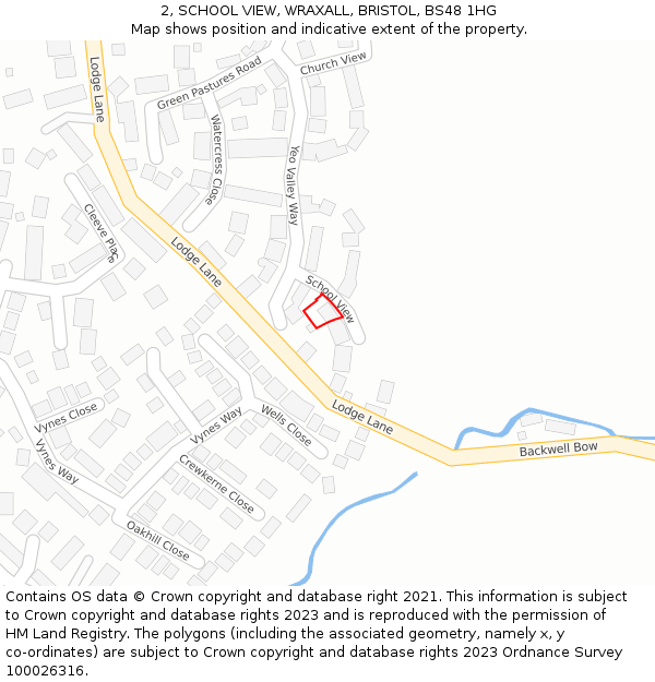 2, SCHOOL VIEW, WRAXALL, BRISTOL, BS48 1HG: Location map and indicative extent of plot