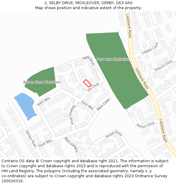2, SELBY DRIVE, MICKLEOVER, DERBY, DE3 0AS: Location map and indicative extent of plot