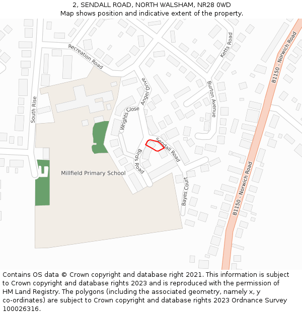 2, SENDALL ROAD, NORTH WALSHAM, NR28 0WD: Location map and indicative extent of plot