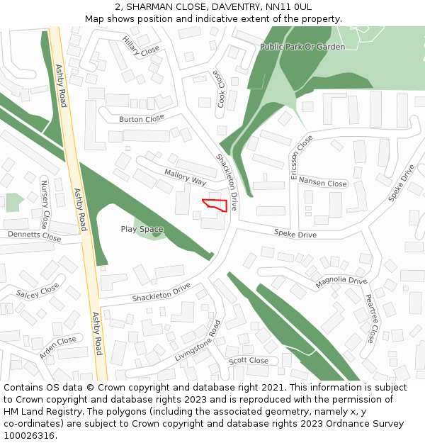 2, SHARMAN CLOSE, DAVENTRY, NN11 0UL: Location map and indicative extent of plot