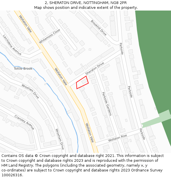 2, SHERATON DRIVE, NOTTINGHAM, NG8 2PR: Location map and indicative extent of plot