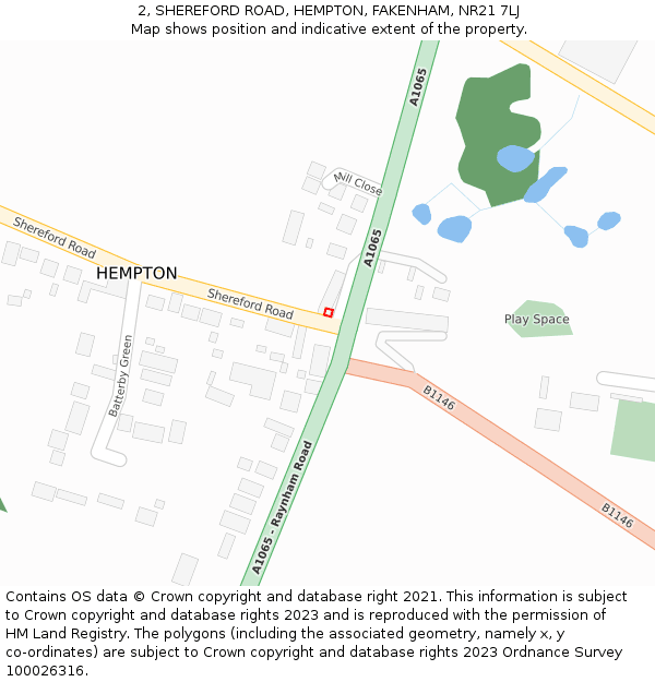 2, SHEREFORD ROAD, HEMPTON, FAKENHAM, NR21 7LJ: Location map and indicative extent of plot