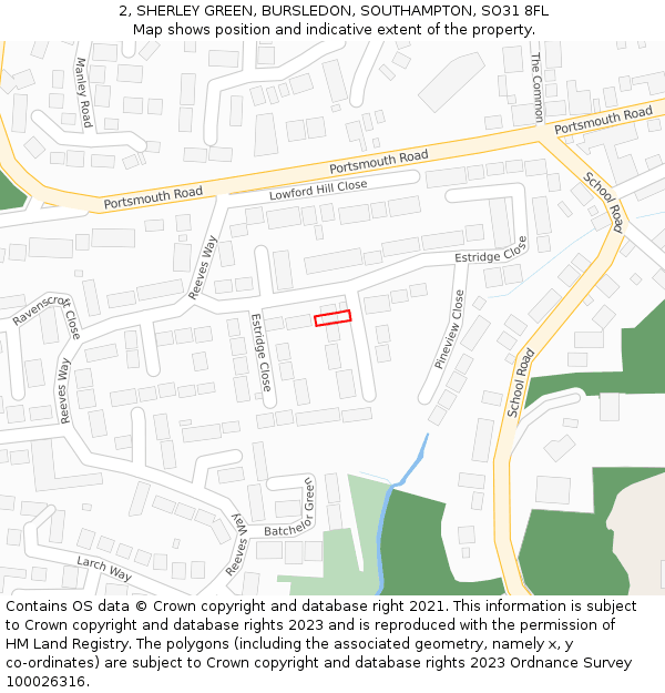 2, SHERLEY GREEN, BURSLEDON, SOUTHAMPTON, SO31 8FL: Location map and indicative extent of plot
