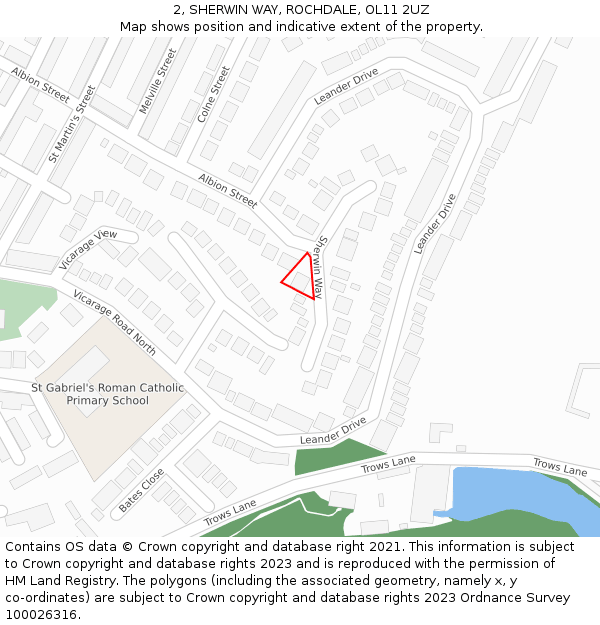 2, SHERWIN WAY, ROCHDALE, OL11 2UZ: Location map and indicative extent of plot