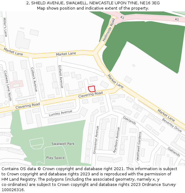2, SHIELD AVENUE, SWALWELL, NEWCASTLE UPON TYNE, NE16 3EG: Location map and indicative extent of plot