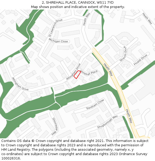 2, SHIREHALL PLACE, CANNOCK, WS11 7YD: Location map and indicative extent of plot